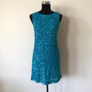 Marchesa notte Turqoise Sequin Dress